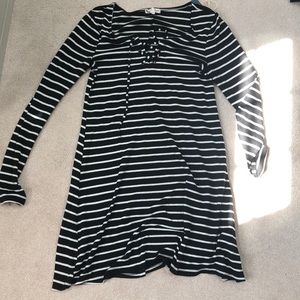 Black and white striped dress
